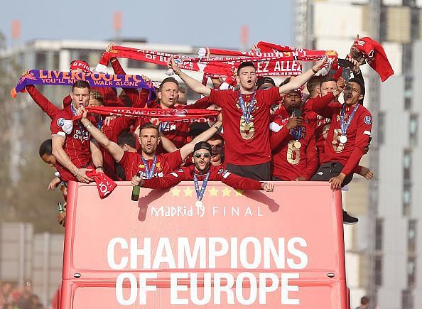The Liverpool parade celebrating their UEFA Champions League win.